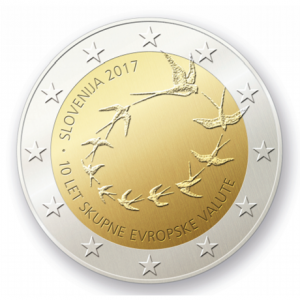 Projet par Matej Ramšak adopté 2 euro commémorative Slovénie 2017 - 10 ans de l'euro slovène