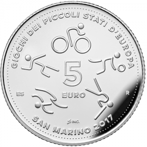 5 euro Saint-Marin 2017 argent BE - Jeux des petits états d'Europe Revers (zoom)