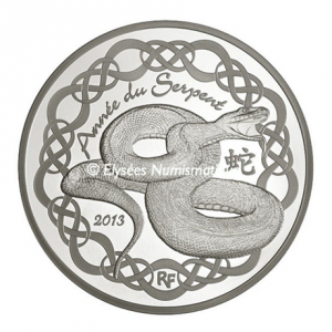 10 euro France 2013 Proof silver - Year of the Snake Obverse