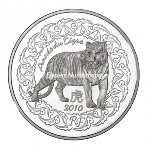 5 euro France 2010 Brilliant Uncirculated silver - Year of the Tiger Obverse