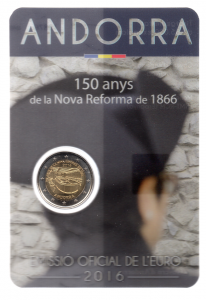 (EUR24.ComBU&BE.2016.200.BU.COM1.cp5.19876) 2 euro commémorative Andorre 2016 BU - Réforme de 1866 Recto (zoom)