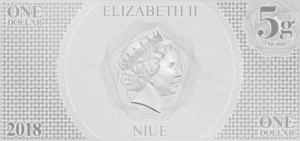 1 dollar Niue 2018 5 grams Brilliant Uncirculated silver - Obi-Wan Kenobi Obverse (zoom)