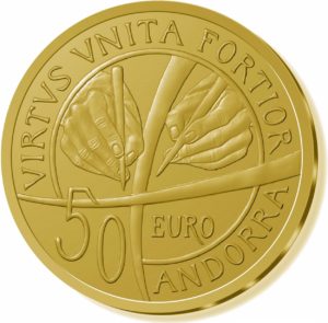 50 euro Andorra 2018 Proof gold - 25th anniversary of the Constitution of Andorra Reverse (zoom)