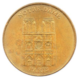 (FMED.Méd.tourist.2001.CuAlNi1.sup.000000001) Tourism token - Cathedral Notre-Dame de Paris Obverse (zoom)