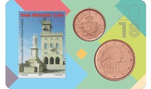 1 and 5 cent & 1,00€ San Marino 2018 - Piazza della Libertà & Palazzo Pubblico Front (zoom)