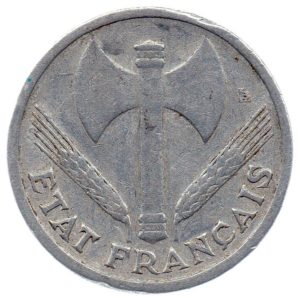 (FMO.1.1942.23.1.b.000000001) 1 Franc Francisca, heavyweight 1942 Obverse (zoom)