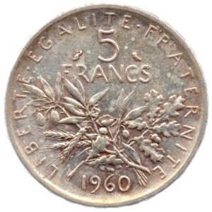 (FMO.5.1960.50.1.ttb.000000001) 5 Francs Sower 1960 Reverse (zoom)
