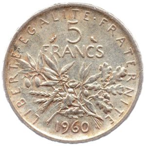 (FMO.5.1960.50.1.ttb.000000002) 5 Francs Sower 1960 Reverse (zoom)