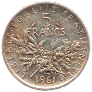 (FMO.5.1961.50.2.ttb+.000000001) 5 Francs Sower 1961 Reverse (zoom)
