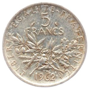 (FMO.5.1962.50.3.tb.000000001) 5 Francs Sower 1962 Reverse (zoom)