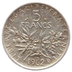 (FMO.5.1962.50.3.tb+[]ttb.000000001) 5 Francs Sower 1962 Reverse (zoom)
