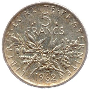 (FMO.5.1962.50.3.ttb.000000002) 5 Francs Sower 1962 Reverse (zoom)