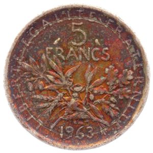 (FMO.5.1963.50.4.cp6.tb.000000001) 5 Francs Sower 1963 Reverse (zoom)