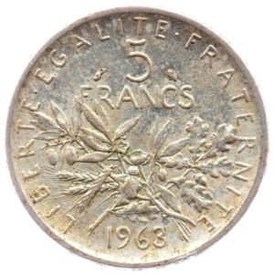 (FMO.5.1963.50.4.sup.000000001) 5 Francs Sower 1963 Reverse (zoom)