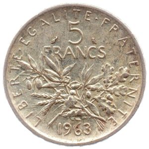(FMO.5.1963.50.4.ttb.000000001) 5 Francs Sower 1963 Reverse (zoom)