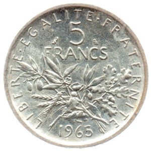 (FMO.5.1965.50.6.cp6.spl.000000001) 5 Francs Sower 1965 Reverse (zoom)