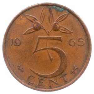 (W172.005.1965.1.ttb.000000001) 5 Cent Queen Juliana 1965 Reverse (zoom)