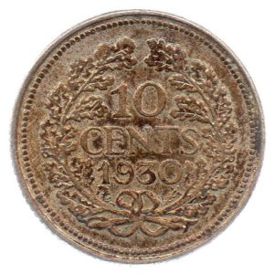 (W172.010.1930.1.ttb.000000001) 10 cents Queen Wilhelmina 1930 Reverse (zoom)
