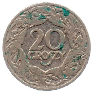 (W175.020.1923.1.b.000000001) 20 Groszy Heraldic eagle 1923 Reverse (zoom)