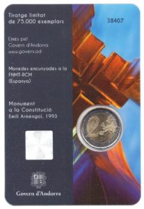 2 euro commemorative coin Andorra 2018 BU - Constitution of Andorra Back (zoom)