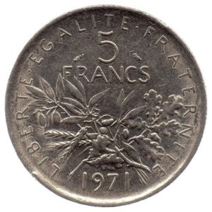(FMO.5.1971.51.2.ttb.000000005) 5 Francs Sower 1971 Reverse (zoom)