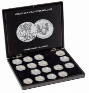 (MAT01.Cofméd&écr.Cof.348033) Numismatic case Leuchtturm - 1 Dollar American Eagle 1 oz (open) (zoom)