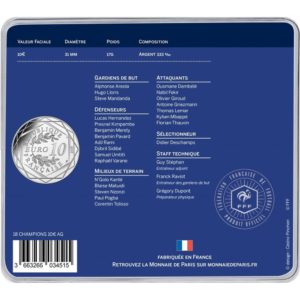 10 euro France 2018 silver - FIFA World Cup, Russia 2018 Back (zoom)