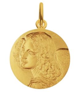 (FMED.Méd.couMdP.Au.10011300040A00) Gold pendant medal - Angel by Leonardo da Vinci Obverse (zoom)