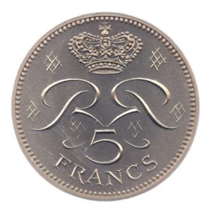 (W150.500.1971.piéfort1.cp5.fdc.000000001) Piéfort 5 Francs Rainier III 1971 Revers (zoom)