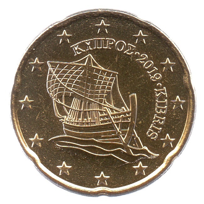 (EUR04.020.2019.0.spl.000000001) 20 euro cent Cyprus 2019 - Kyrenia ship Obverse (zoom)