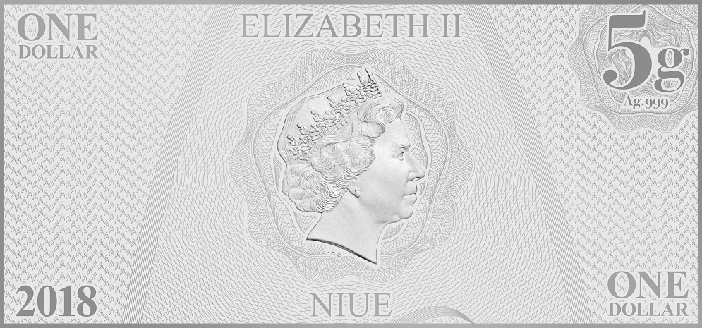 (W160.100.2018.30-00637) 1 Dollar Niue 2018 5 grams BU silver - Captain Kirk Obverse (zoom)