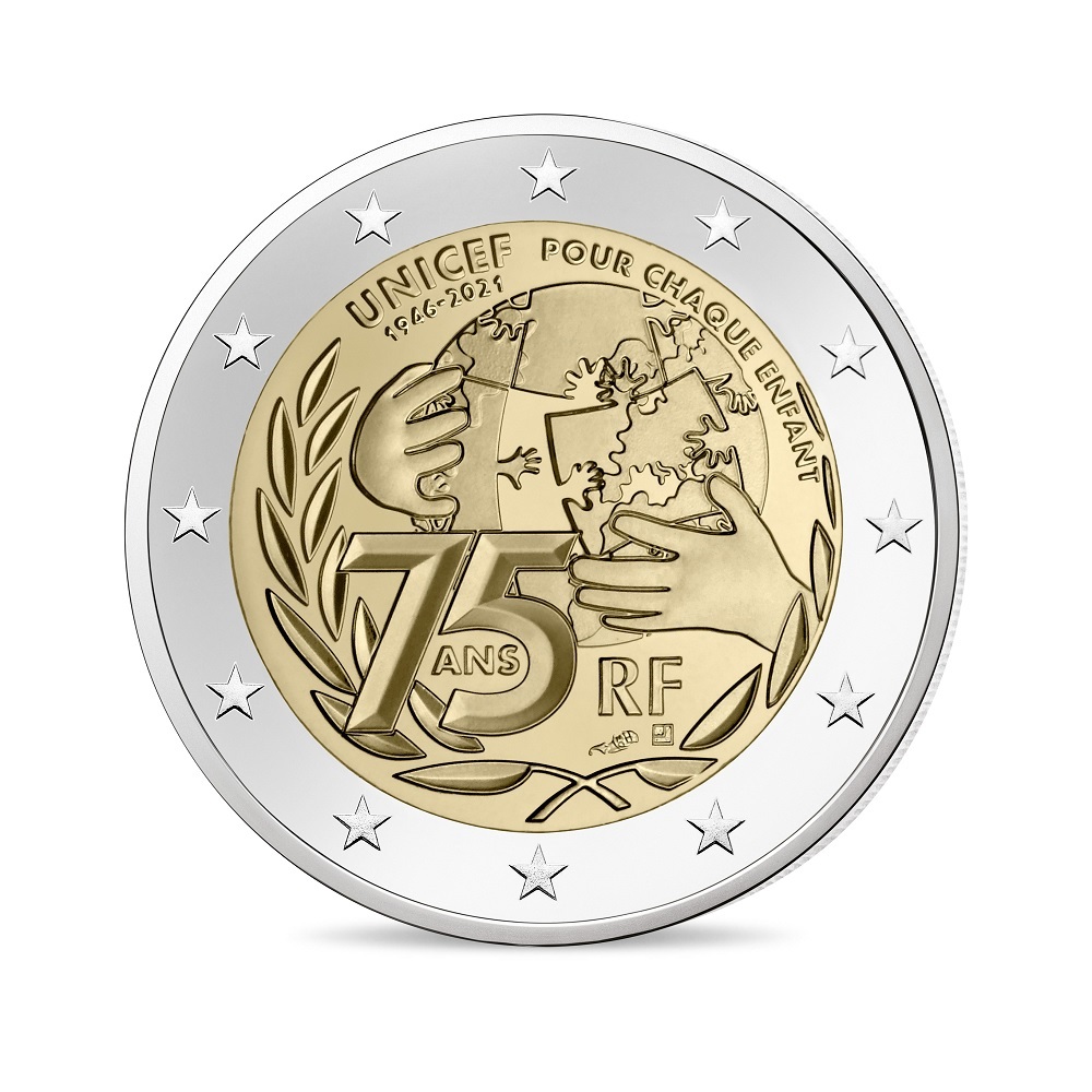 2 Euro Commémorative France 2021 Bu Unicef Elysées Numismatique