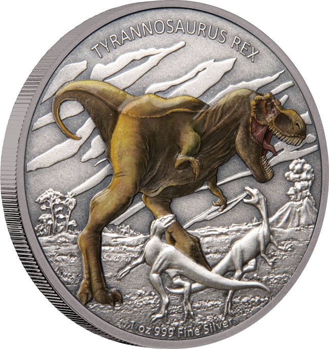 (W160.2.D.2020.30-00926) 2 Dollars Niue 2020 1 oz Antiqued Ag - Tyrannosaurus Rex (edge) (zoom)