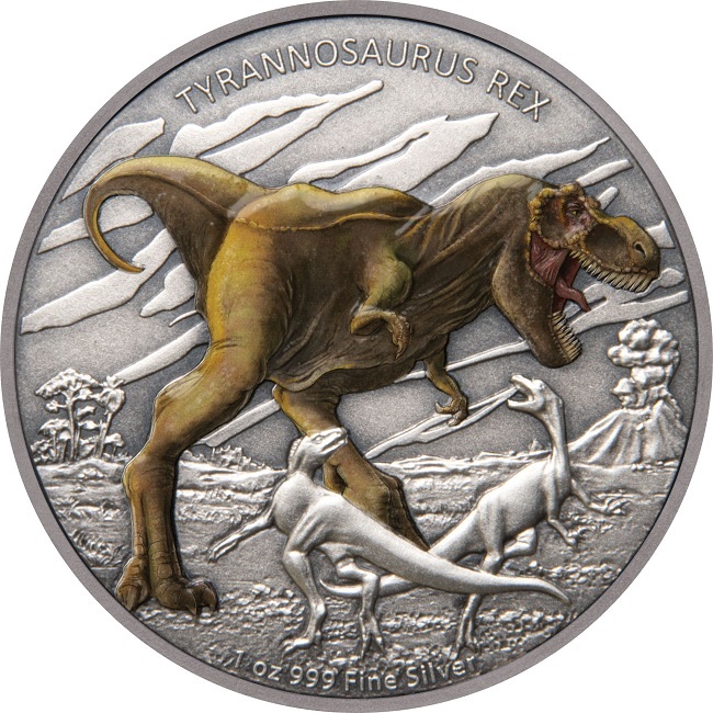 (W160.2.D.2020.30-00926) 2 Dollars Niue 2020 1 oz Antiqued silver - Tyrannosaurus Rex Reverse (zoom)