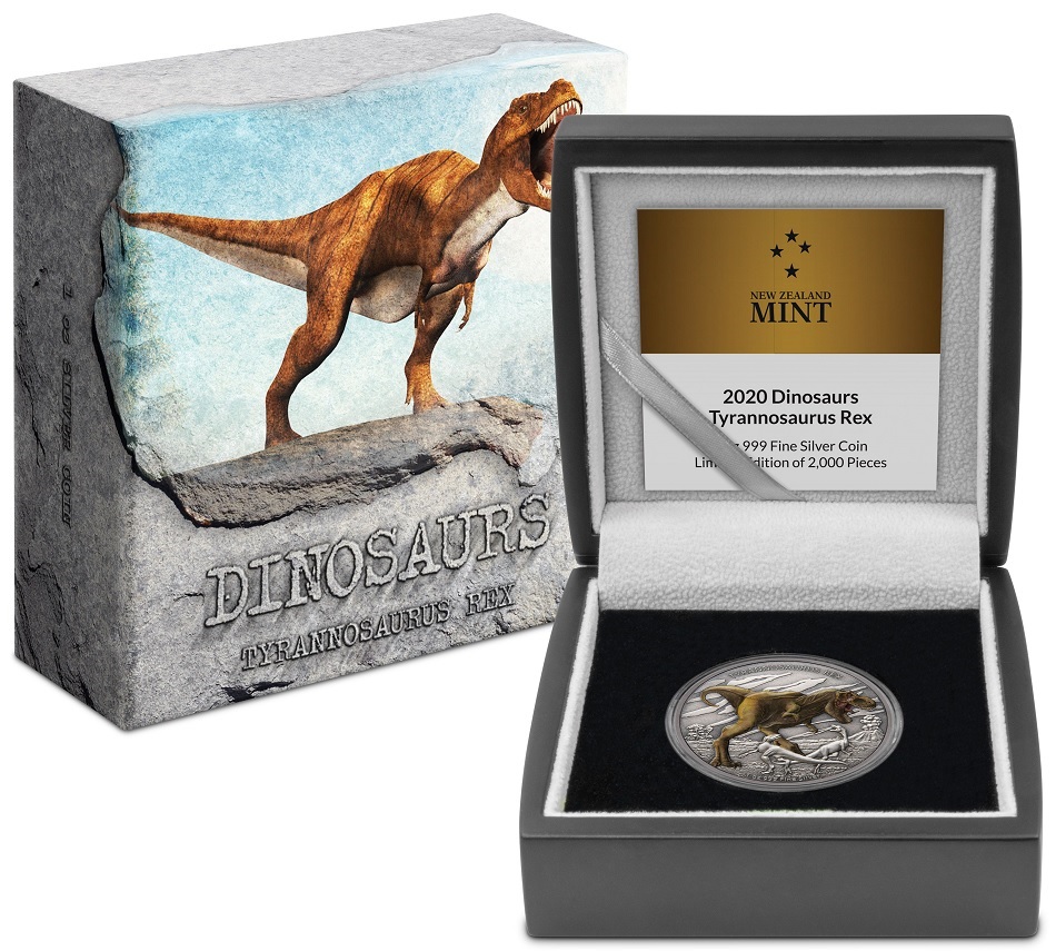 (W160.2.D.2020.30-00926) 2 Dollars Niue 2020 1 oz Antiqued silver - Tyrannosaurus Rex (box and case) (zoom)