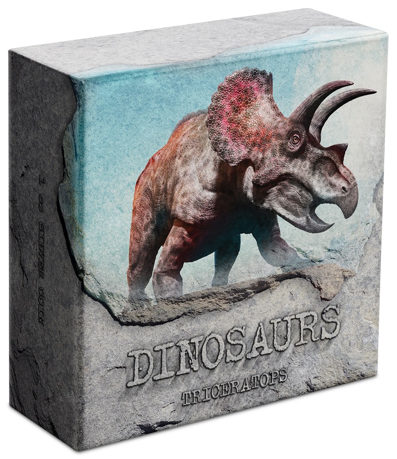 (W160.2.D.2020.30-00951) 2 Dollars Niue 2020 1 ounce Antiqued Ag - Triceratops (box) (zoom)