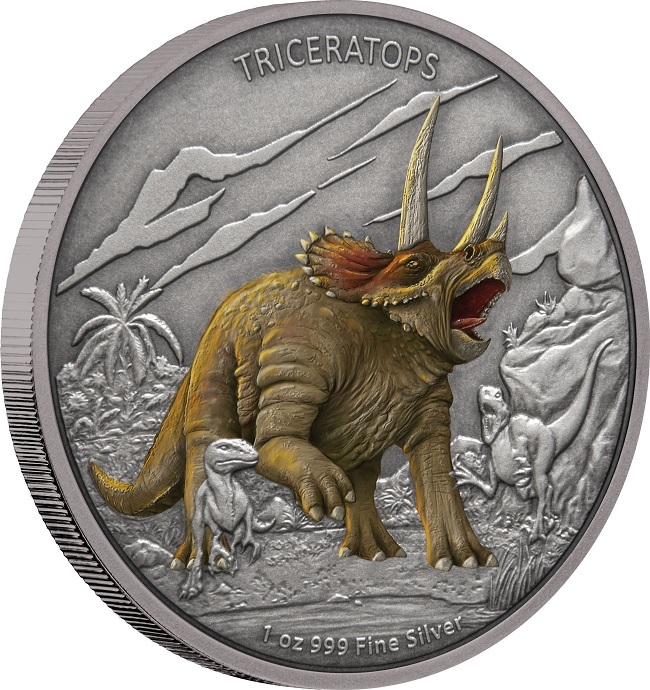 (W160.2.D.2020.30-00951) 2 Dollars Niue 2020 1 oz Antiqued Ag - Triceratops (edge) (zoom)