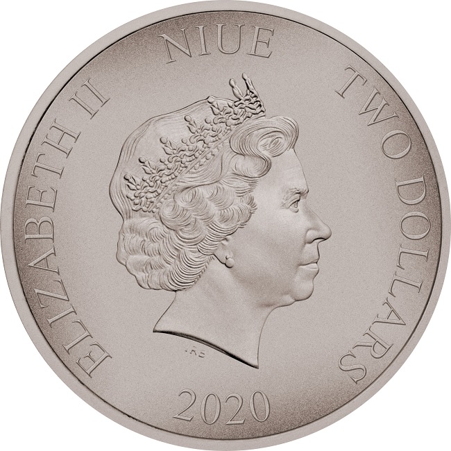 (W160.2.D.2020.30-00983) 2 Dollars Niue 2020 1 oz Antiqued silver - Pterodactyl Obverse (zoom)