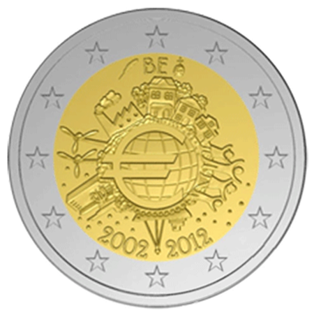 2 euro commémorative Belgique 2012 - 10 ans de l'euro fiduciaire
