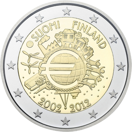 2 euro commémorative Finlande 2012 - 10 ans de l'euro fiduciaire