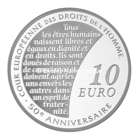 10 euro France 2009 argent BE - Semeuse (Cour Européenne des Droits de  l'Homme) - Elysées Numismatique