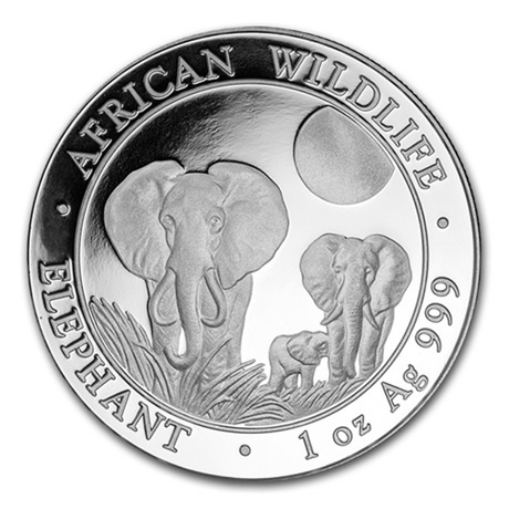 (W203.10000.2014.1.oz.Ag.1) 100 Shillings Somalie 2014 1 once argent - Eléphant Revers