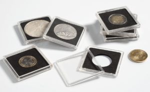(MAT01.Rangindiv.Caps.337671) Paquet de 10 capsules Leuchtturm QUADRUM pour monnaies 17,00 mm (zoom)