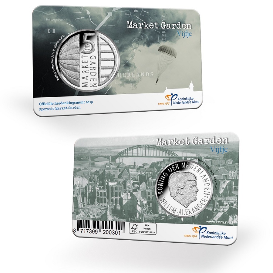 5 euro Netherlands 2019 Uncirculated - Operation Market Garden (coin card) (zoom)
