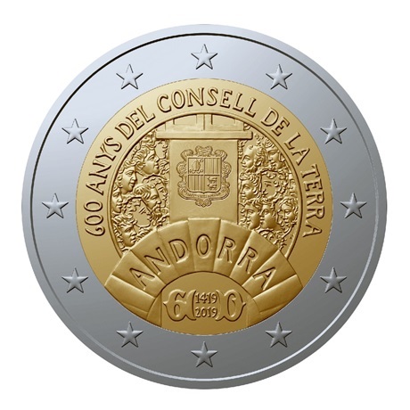 2 euros commémorative Andorre 2014 entré au conseil de l'europe piece de  monnaie €