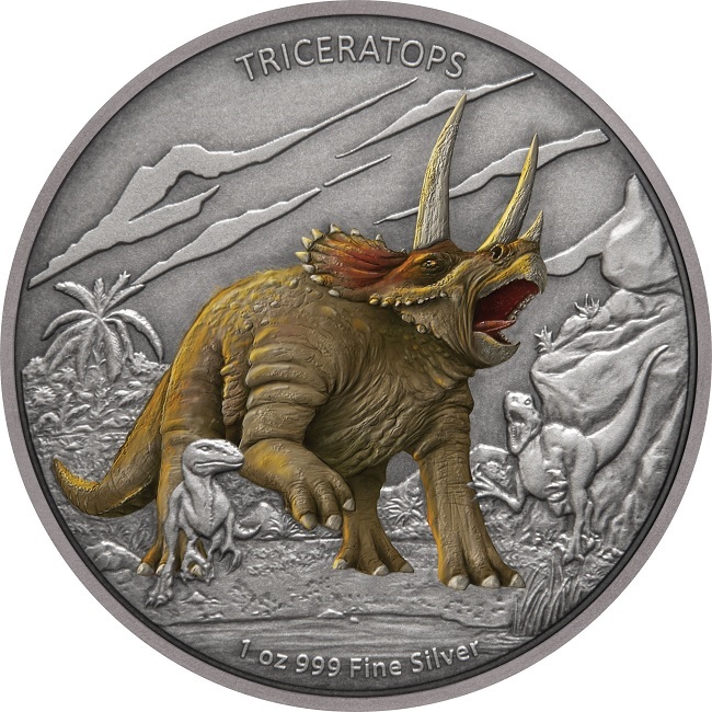 (W160.2.D.2020.30-00951) 2 Dollars Niue 2020 1 oz Antiqued silver - Triceratops Reverse (zoom)