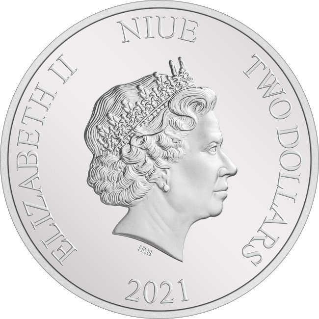 (W160.2.D.2021.30-01092) 2 Dollars Niue 2021 1 oz Proof silver - White Rabbit Obverse (zoom)