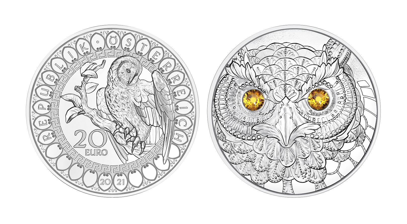 (EUR01.Proof.2021.25152) 20 € Austria 2021 Proof silver - The Wisdom of the Owl (zoom)