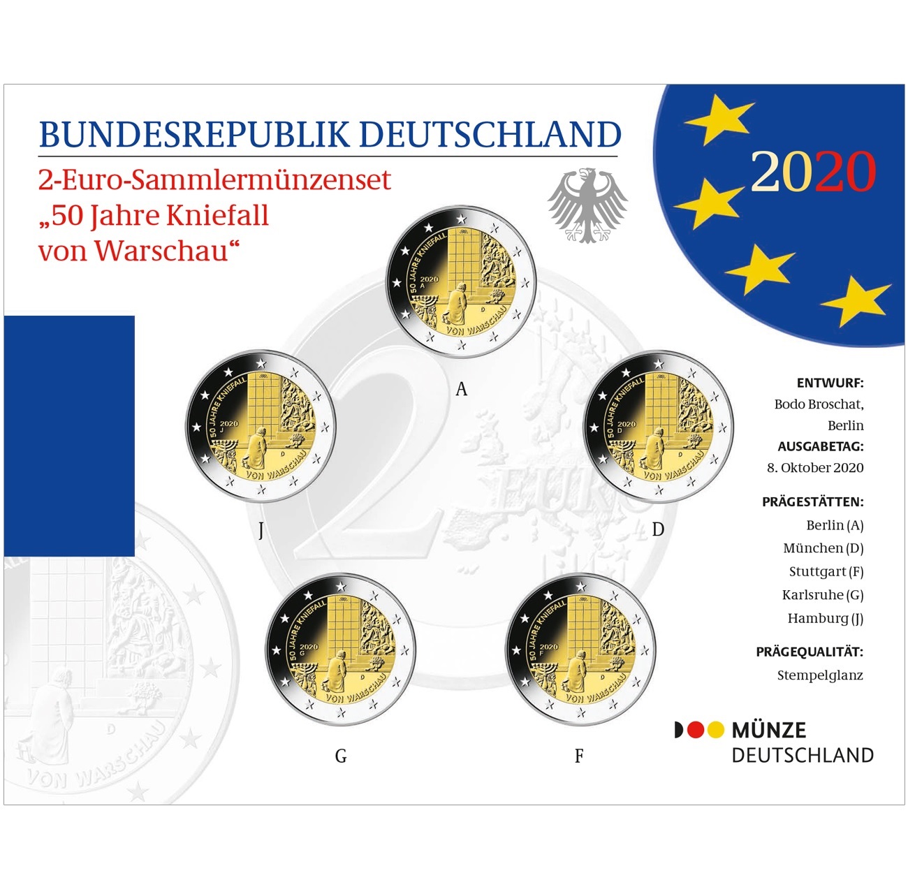 Pièce de 2 euros Allemagne 2020 Génuflexion - VILLERS COLLECTIONS