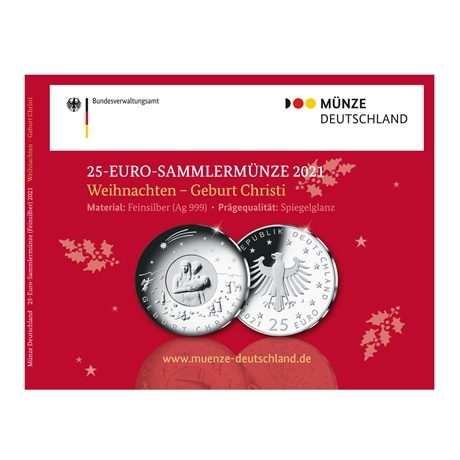 (EUR03.Proof.2021.912503S) 25 € Allemagne 2021 J Ag BE - Naissance du Christ (packaging)